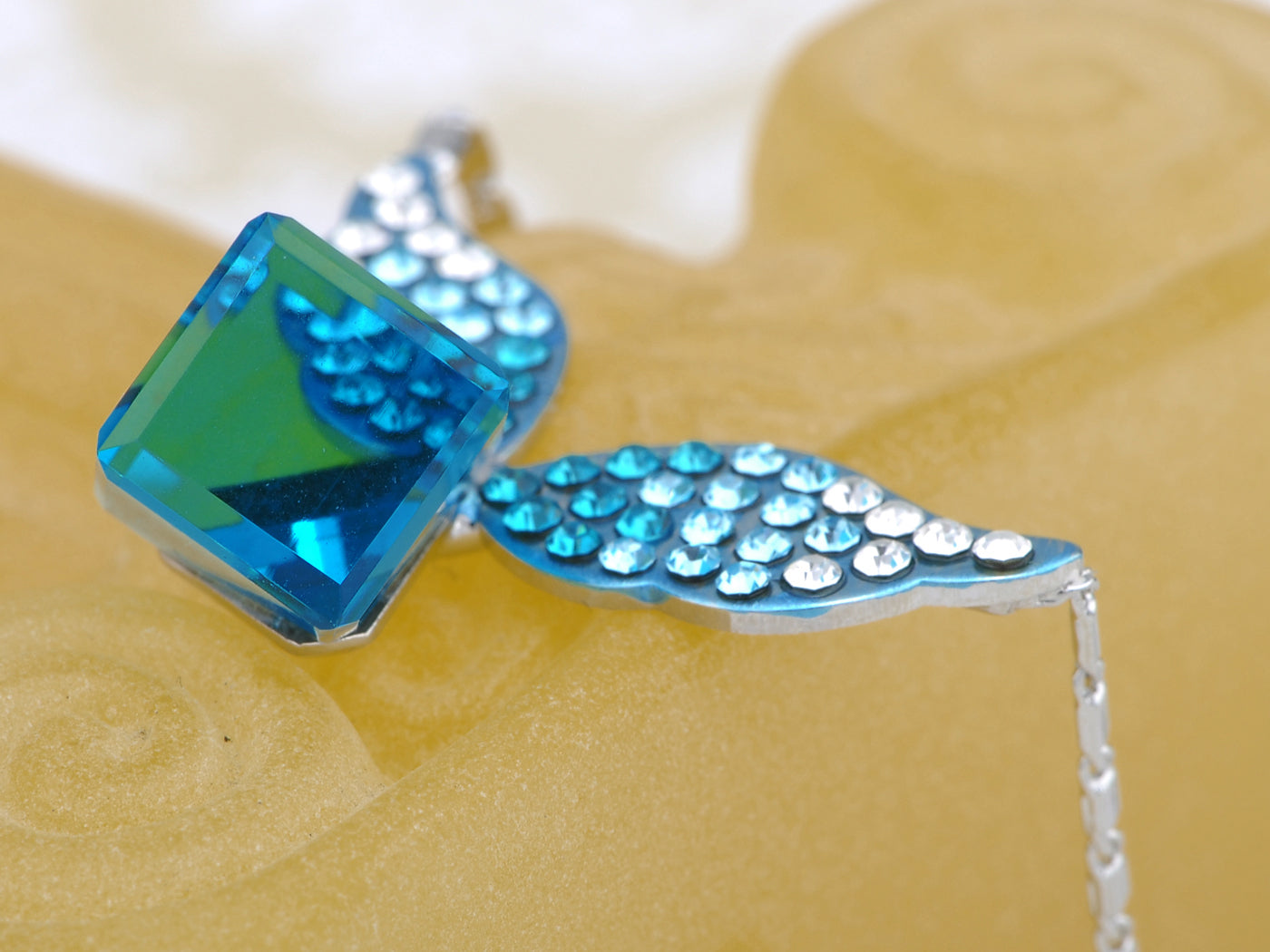 Indicolite Blue Cube Winged Pixie Spirit Element Necklace