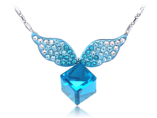 Indicolite Blue Cube Winged Pixie Spirit Element Necklace