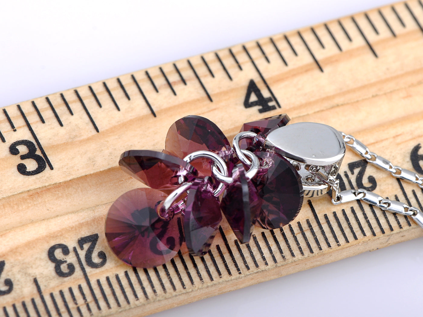 Swarovski Crystal Amethyst Purple Grape Stem Vineyard Clustered Element Necklace