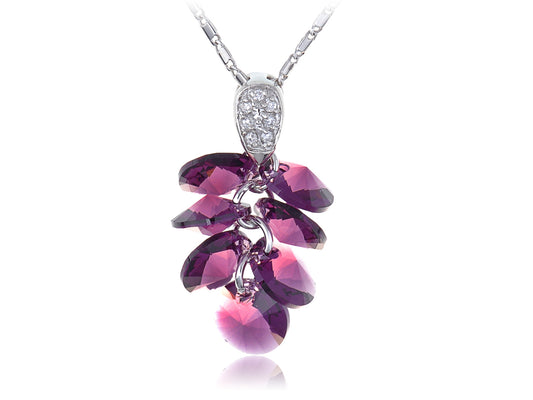 Swarovski Crystal Amethyst Purple Grape Stem Vineyard Clustered Element Necklace