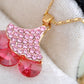 Rose Triangle Mid Blossoming Cherry Leaves Element Necklace