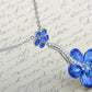 Swarovski Crystal Sapphire Solo Daisy Dangling Big Flower Element Necklace