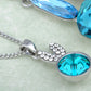 Swarovski Crystal Light Blue Multi Layered Bunny Rabbit Pendant Necklace