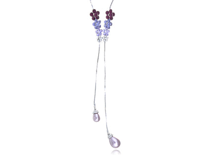 Amethyst Gradient Pearl Daisy Garden Row Element Necklace