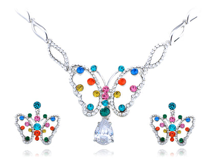Swarovski Crystals Butterfly Element Earring Necklace Set