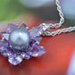 Swarovski Crystal Amethyst Spikey Sharp Flower Element Earring Necklace Set