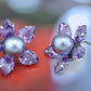 Swarovski Crystal Amethyst Spikey Sharp Flower Element Earring Necklace Set