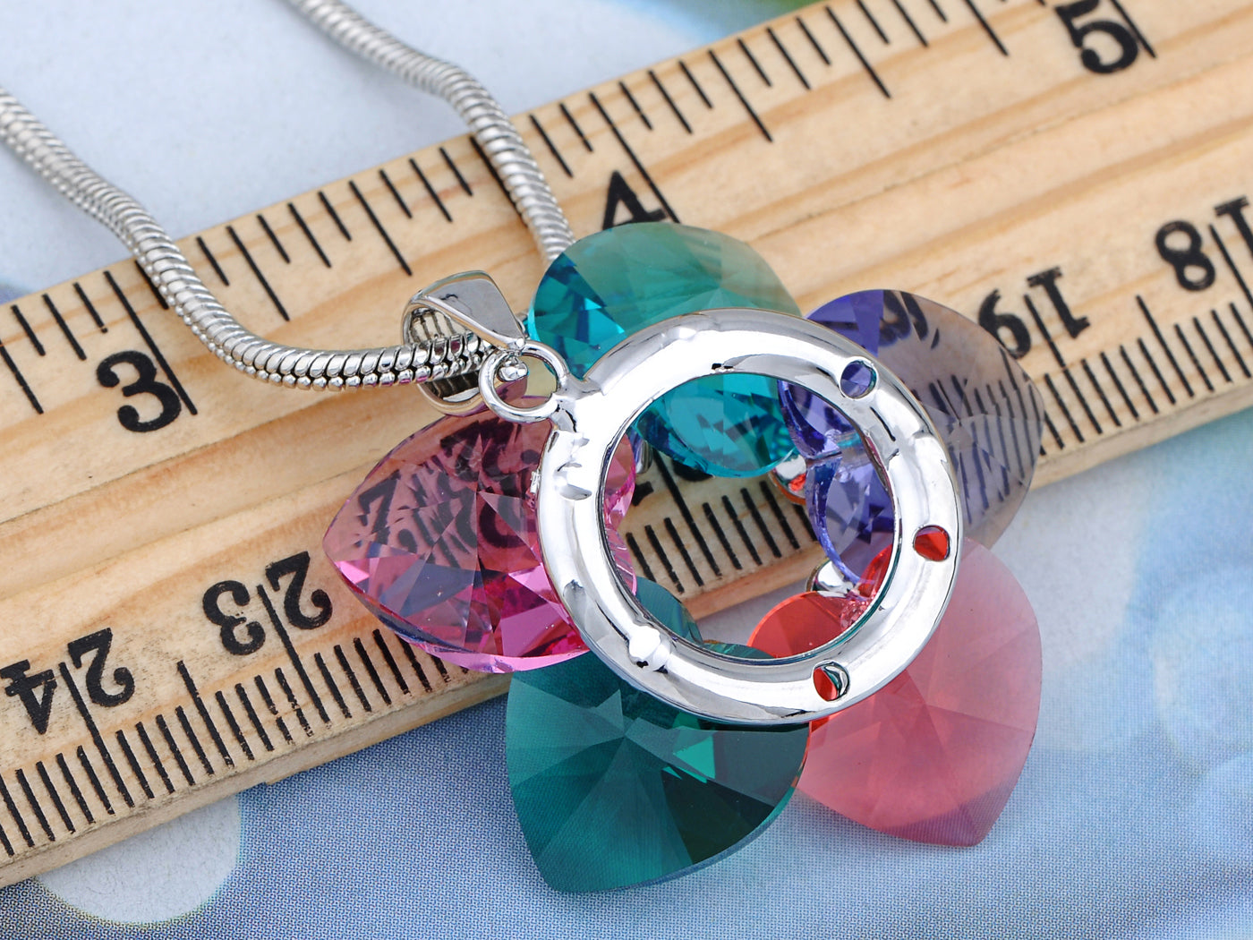 Swarovski Crystal Multicoloured Garden Heart Shaped Petals Element Necklace
