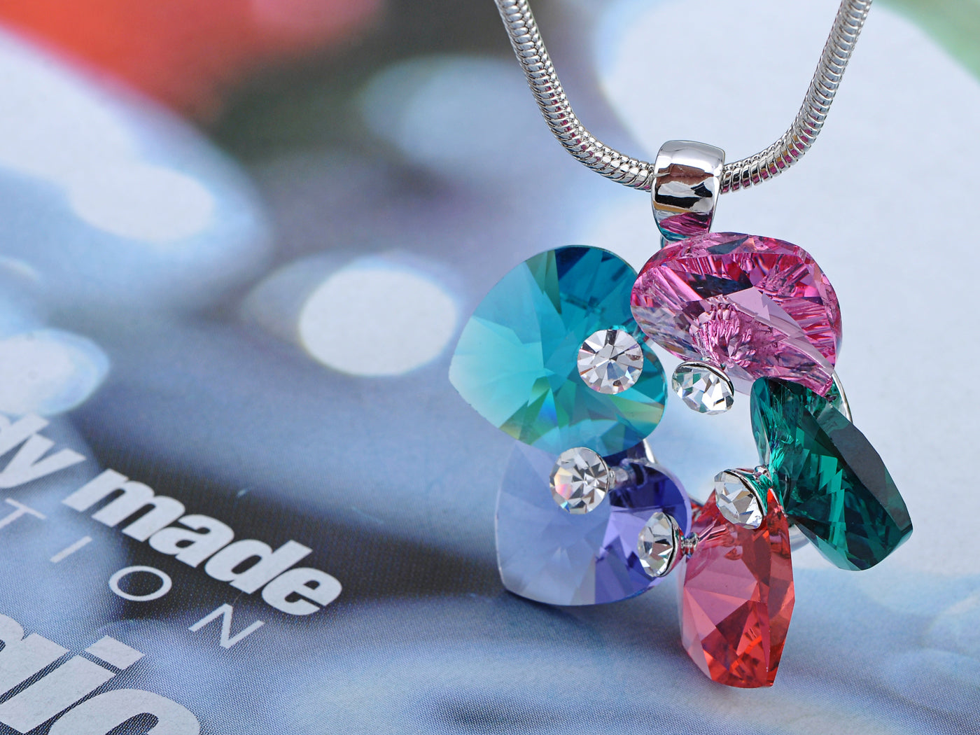 Swarovski Crystal Multicoloured Garden Heart Shaped Petals Element Necklace