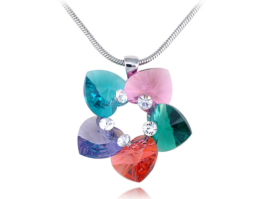 Swarovski Crystal Multicoloured Garden Heart Shaped Petals Element Necklace