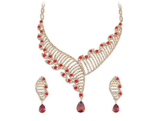 Swarovski Crystal Ruby Red Organic Helix Carrier Element Earring Necklace Set