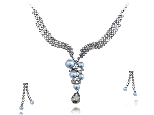 Swarovski Crystal Cool Pearl Classic Trickling Element Earring Necklace Set