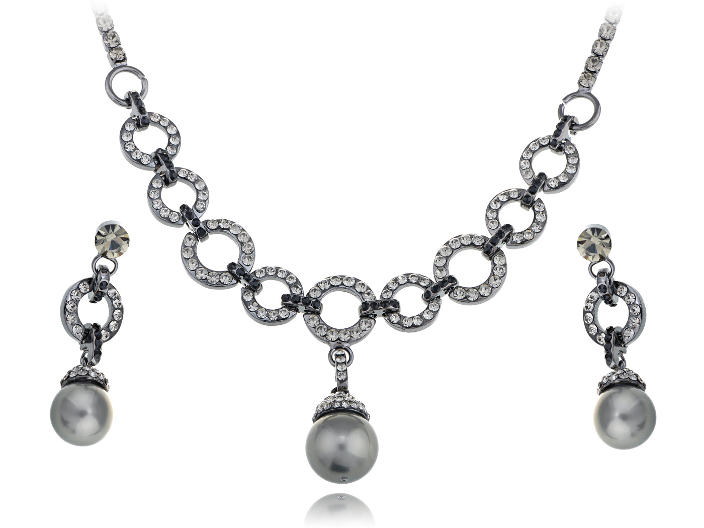 Swarovski Crystal Solo Pearl Chain Element Earring Necklace Set
