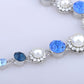 Swarovski Crystal Blue Alternating Pearl Daisy Element Earring Necklace Set