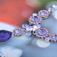 Swarovski Crystal Purple Floral Daisy Bib Necklace Stud Earrings Set