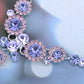 Swarovski Crystal Purple Floral Daisy Bib Necklace Stud Earrings Set