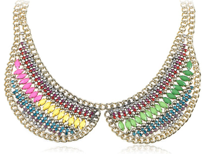 Colorful Bead Bib Collar Choker Chain Statement Necklace