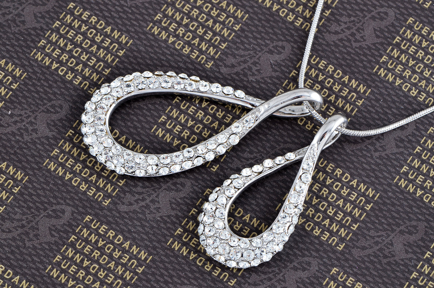 Swarovski Crystal Elements Two Teardrop Necklace Pendant