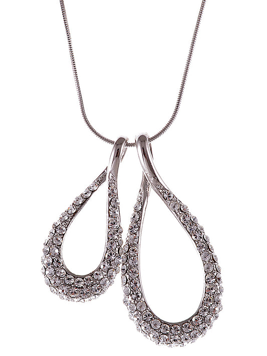 Swarovski Crystal Elements Two Teardrop Necklace Pendant