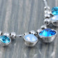 Swarovski Crystal Silver Sapphire Aquamarine Round Bubble Necklace