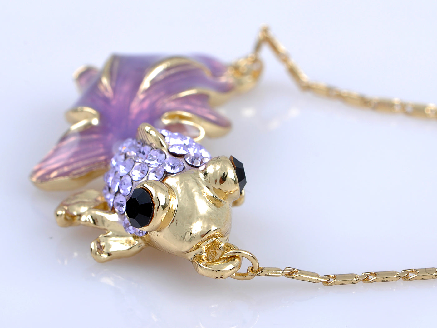 Violet T Adorned Fish With Enamel Tail Necklace