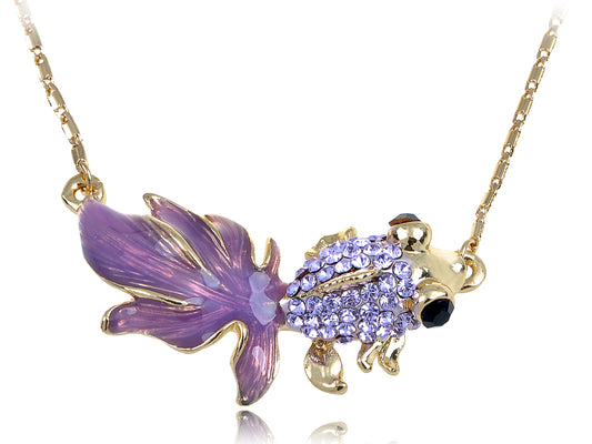 Violet T Adorned Fish With Enamel Tail Necklace