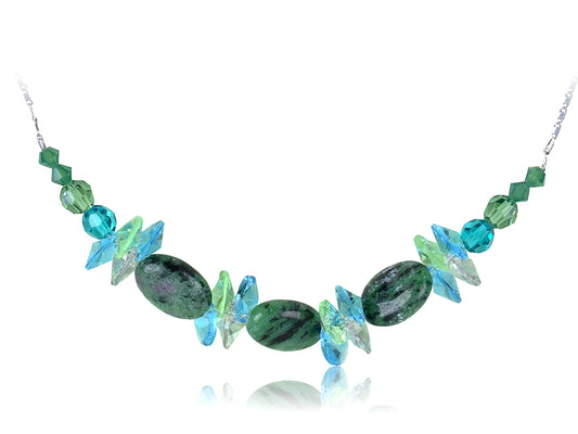 Green Blue Zircon Peridot Watermelon Beaded D Choker Necklace