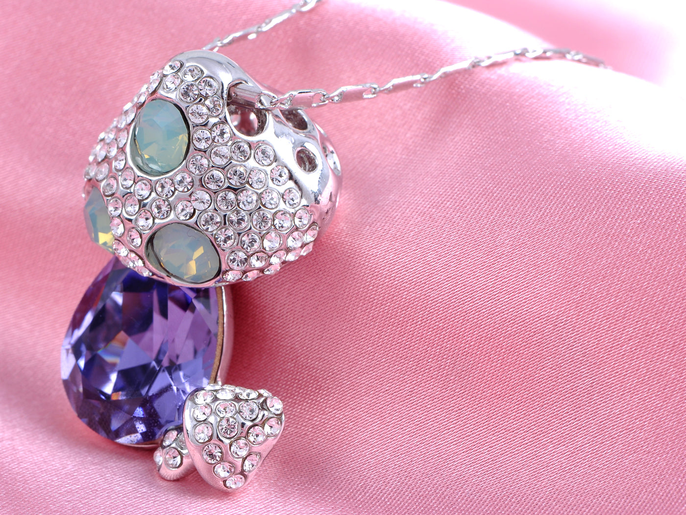 Tanzanite Dangle Pacific Opal Embellished Magical Mushrooms Necklace