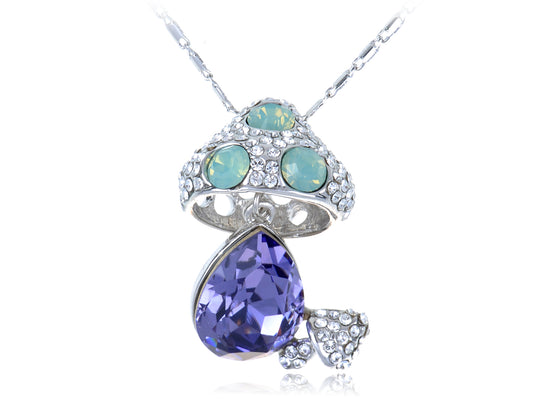 Tanzanite Dangle Pacific Opal Embellished Magical Mushrooms Necklace