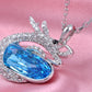 Swarovski Crystal Encrusted Dragon Clutches Oval Aquamarine Blue Pendant