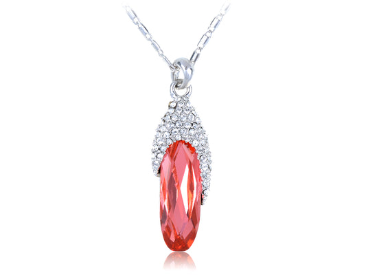 Swarovski Crystal Border With Oval Red Gems Pendant