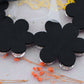 Black Satin Five Flowers Leather Backing Bib Necklace