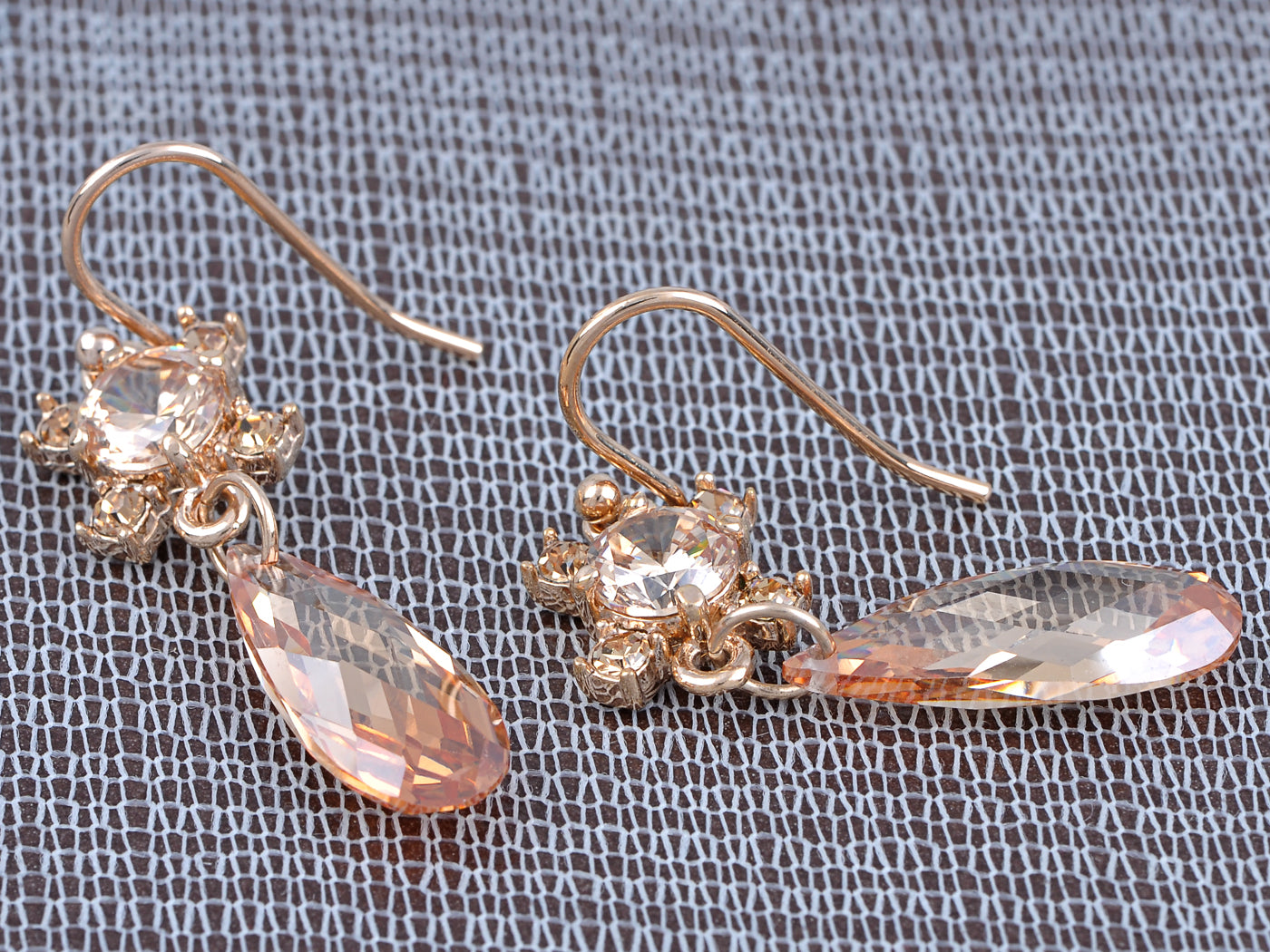 Swarovski Crystal Elements Topaz Burst Teardrop Cut Necklace Earring Set