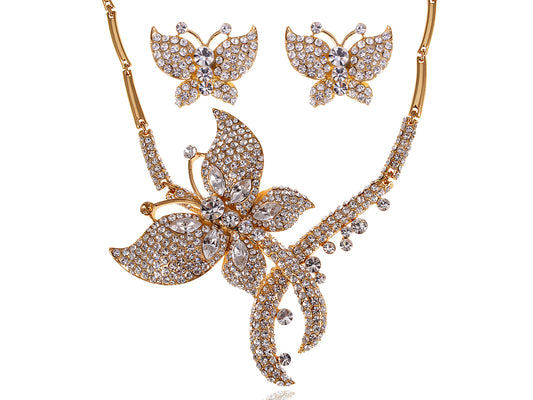 Elements Statement Fluttering Butterfly Necklace Earring Set