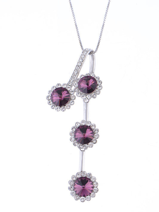 Swarovski Crystal Elements Amethyst Purple Dangling Sunflower Necklace Pendant