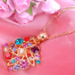 Swarovski Crystal Colorful Elements Square Shape Pendant Necklace