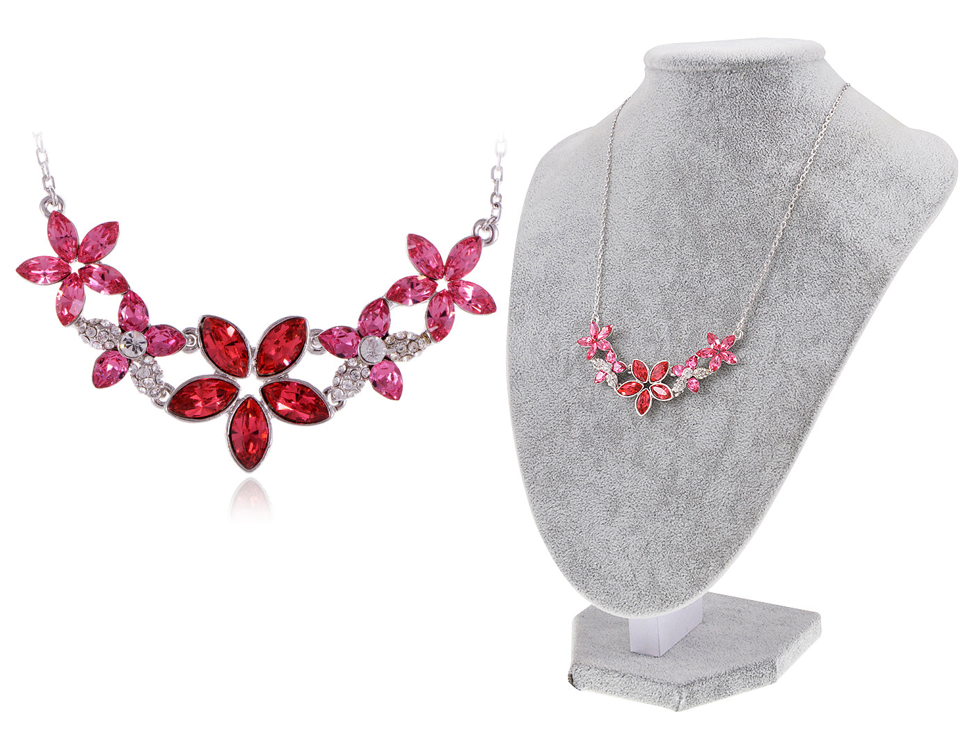 Swarovski Crystal Women's Fuchsia Elements Floral Necklace