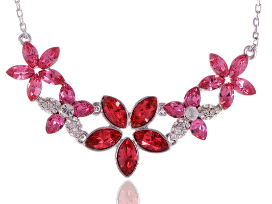 Swarovski Crystal Women's Fuchsia Elements Floral Necklace