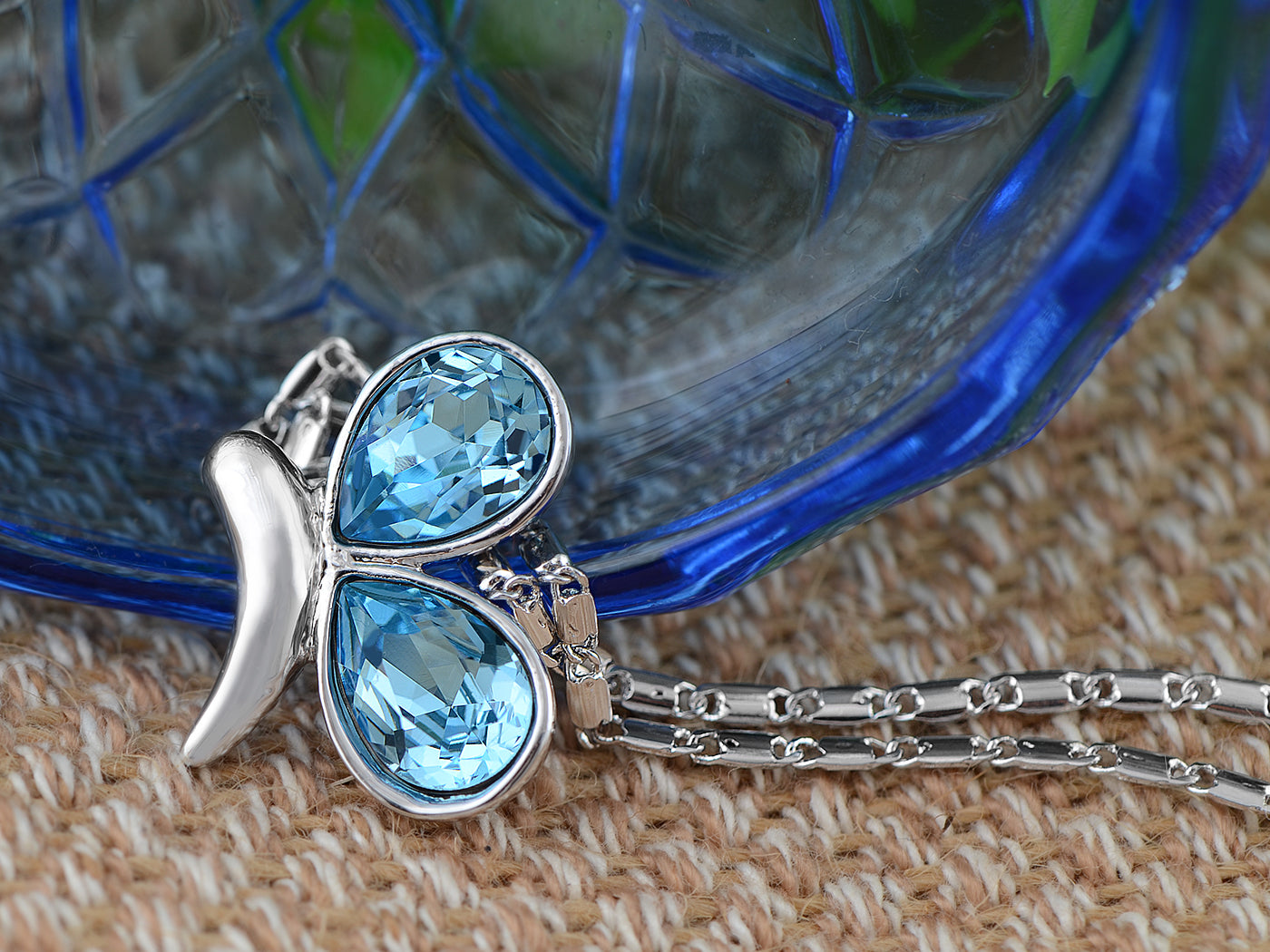 Swarovski Crystal Blue Elements Butterfly Anniversary Gift Pendant