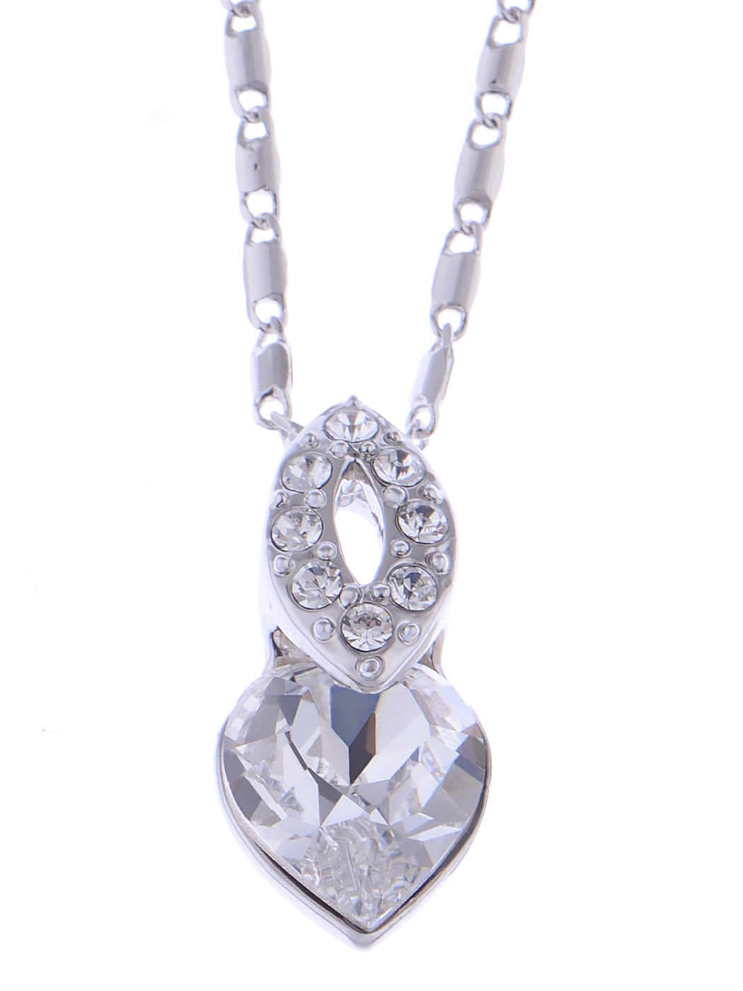 Swarovski Crystal Shadow Silver Elements Heart Necklace