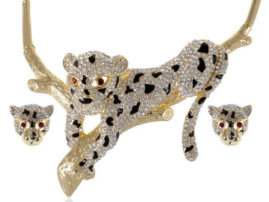 Swarovski Crystal Cheetah Leopard Magical Earring Necklace Set