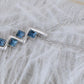 Swarovski Crystal Classic Square Blue Silver Zigzag Pendant Necklace