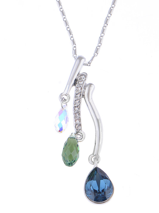 Swarovski Crystal Multicolor Trio Elements Pendant Teardrop Necklace