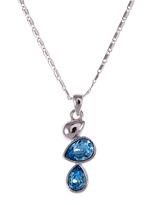 Swarovski Crystal Aquamarine Sky Blue Teardrop Water Bridesmaid March Births Necklace