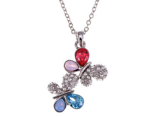 Swarovski Crystal Multicoloured Elements Butterflies Wafting Necklace