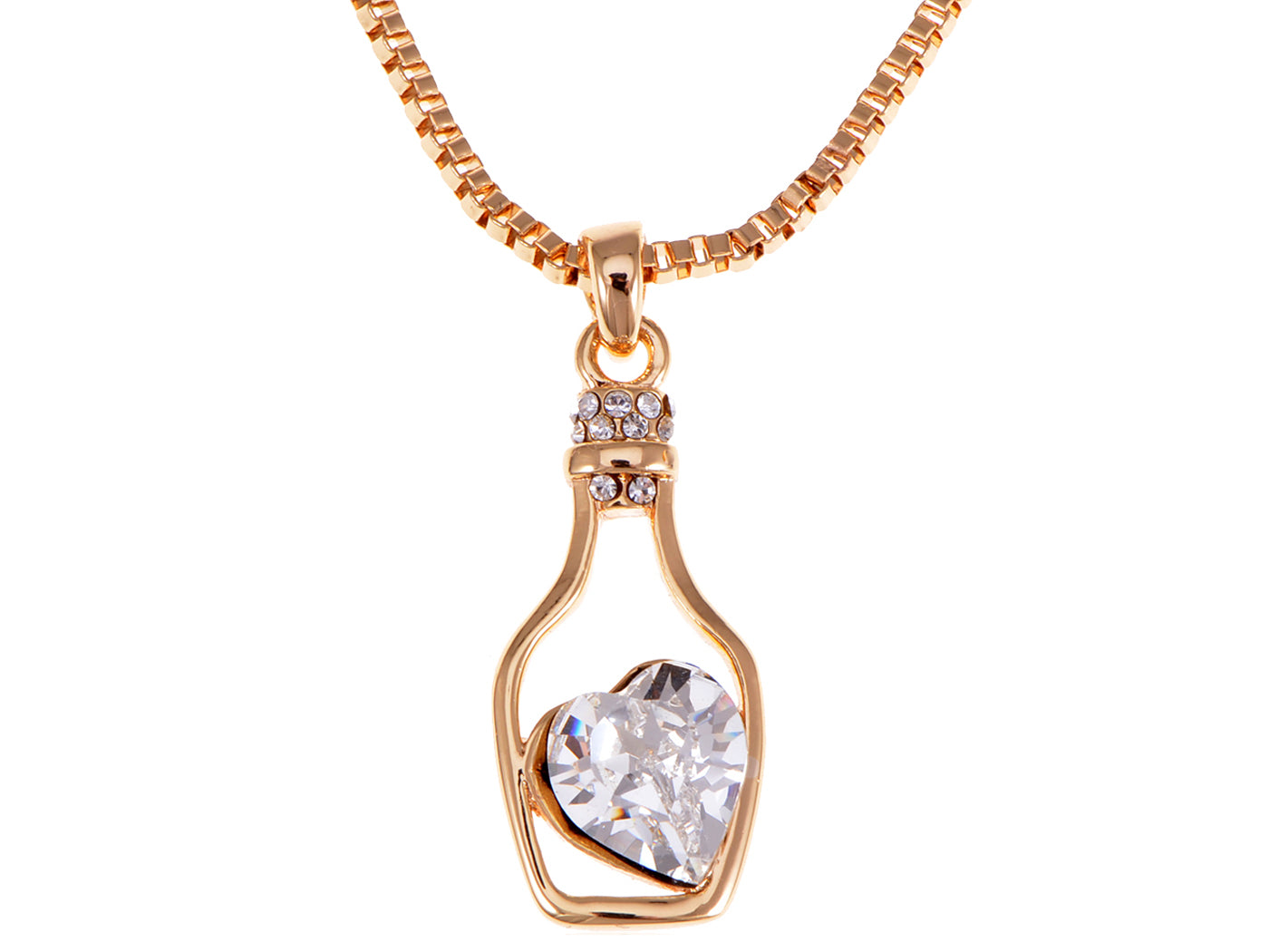 Swarovski Crystal Light Sapphire Elements Heart Bottle Necklace