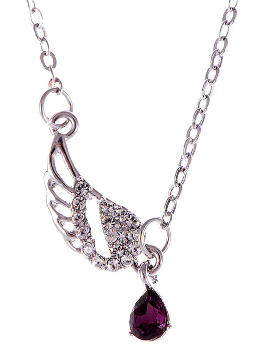 Swarovski Crystal Amethyst Elements Swan Wing Necklace