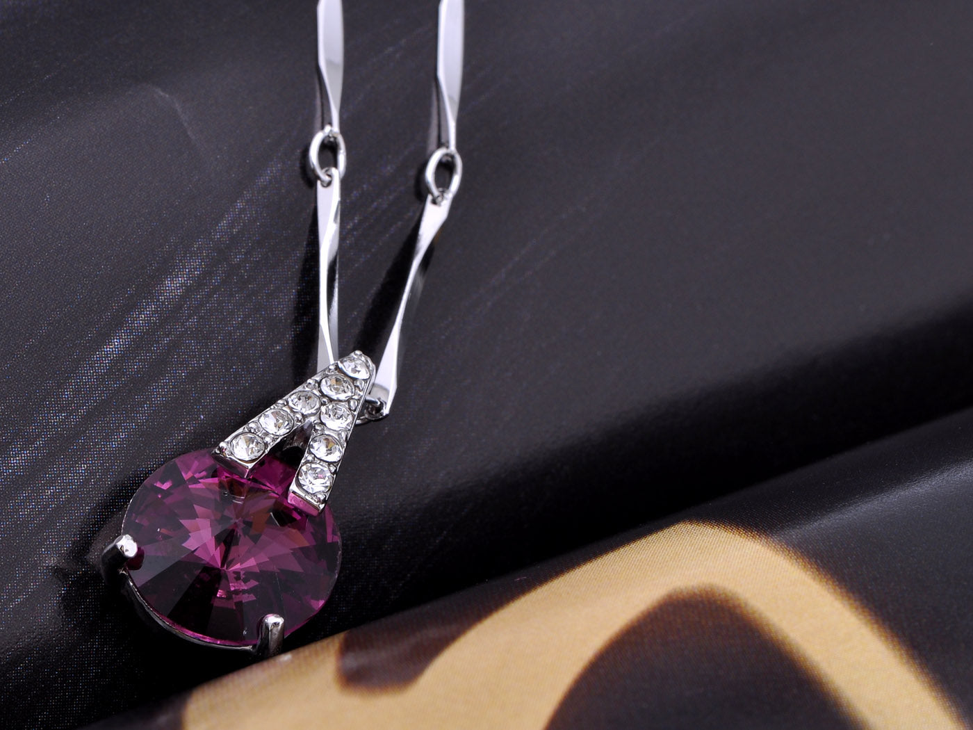 Swarovski Crystal Elements Amethyst Upside Down V Magic Necklace