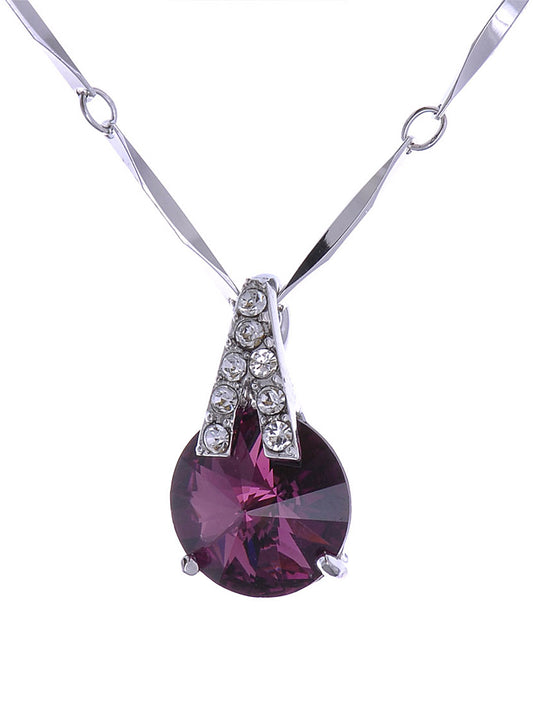 Swarovski Crystal Elements Amethyst Upside Down V Magic Necklace