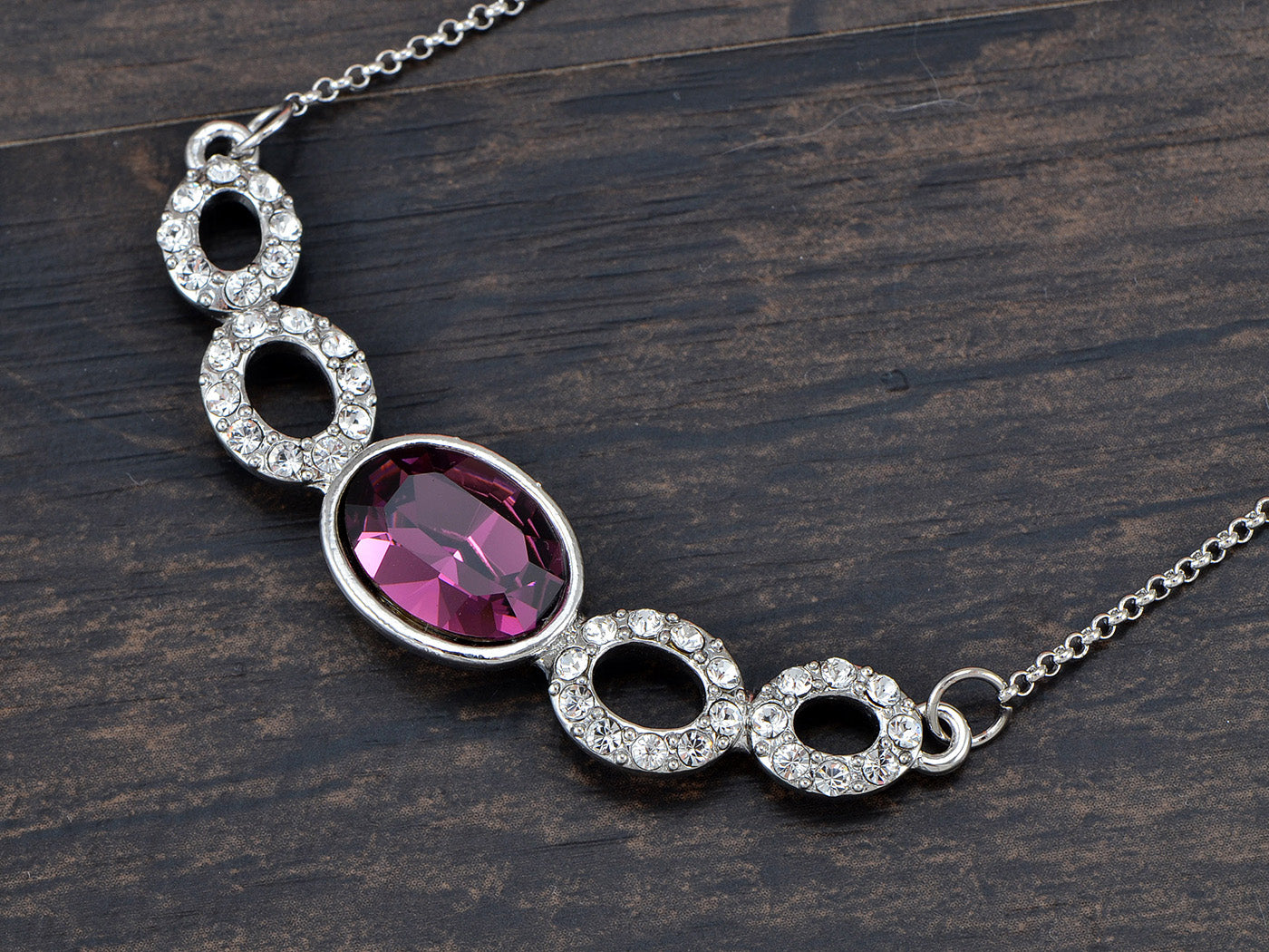 Swarovski Crystal Elements Amethyst Silver Hoops Glory Necklace